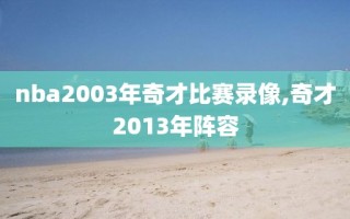 nba2003年奇才比赛录像,奇才2013年阵容
